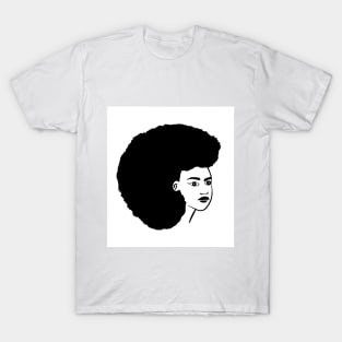 Black woman face illustration in black and white T-Shirt